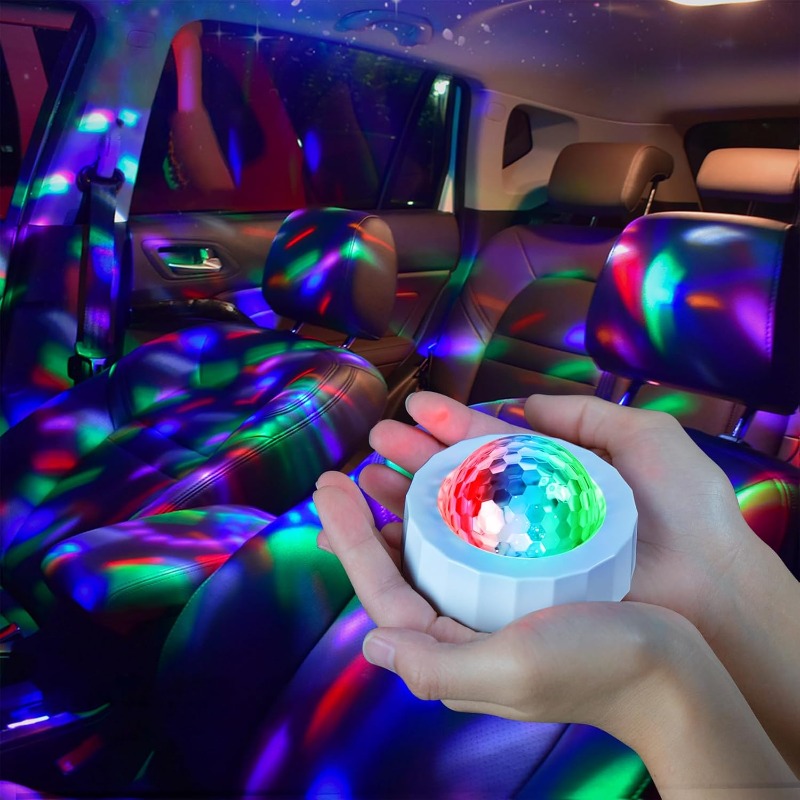Audio Music Dj - Auto-Disco-Kugel, wiederaufladbarer Akku, Mini-Disco-Kugel für Auto,
